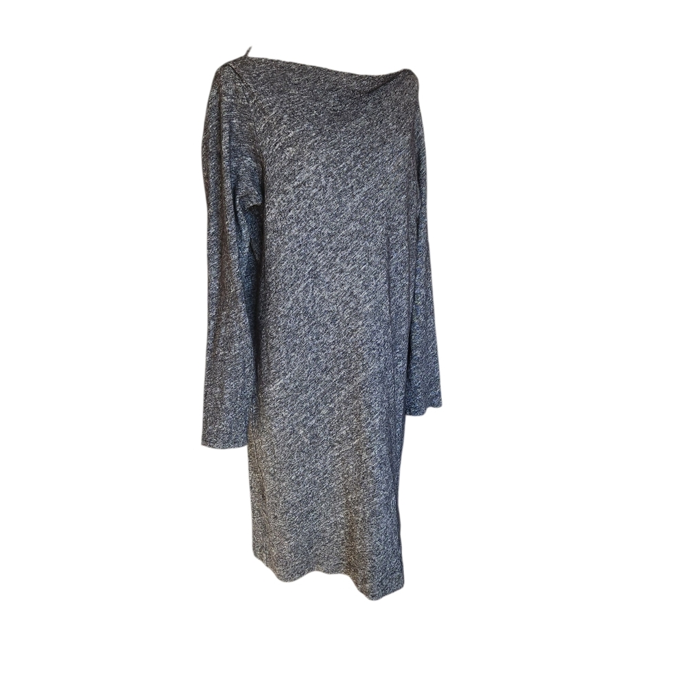 Eileen Fisher Sweater Dress Heather Gray Lightweight Boat Neck